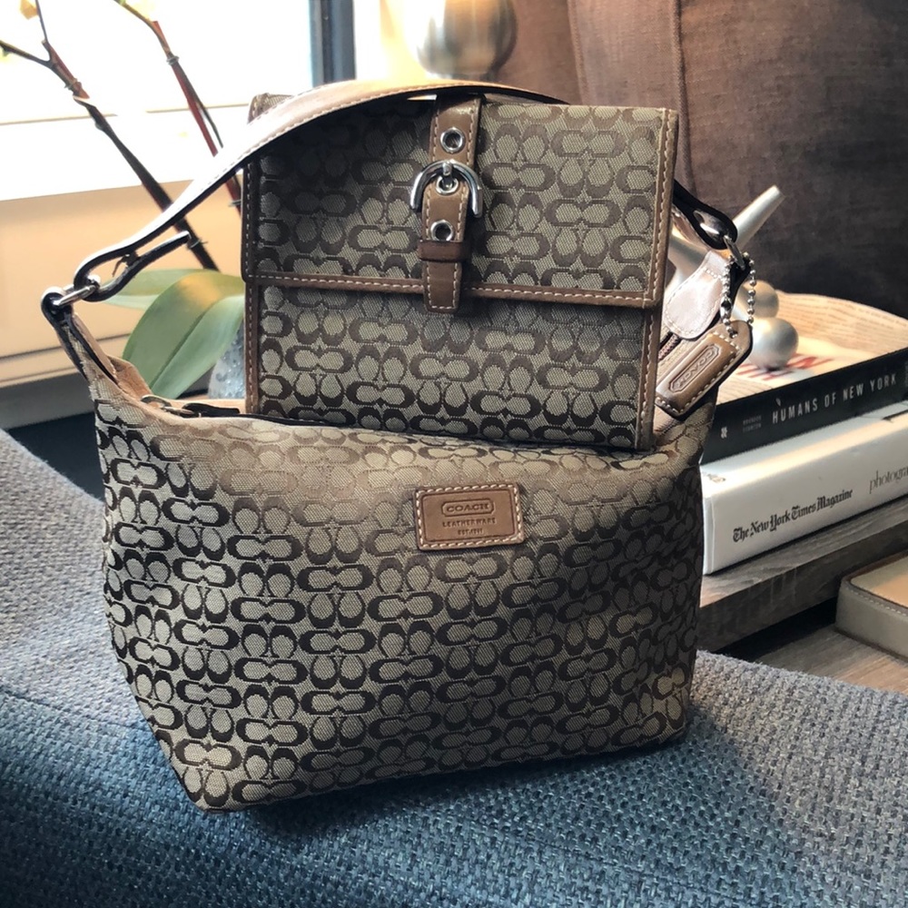 Coach purse and matching bi-fold wallet.